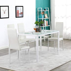 Karl home White Dining Chair Set of 6, Leather Dining Chairs with Curved Back & Foot Cap Protection for Dining Kitchen Living Room, 300lbs Capacity