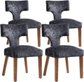 Soft Padded Dining Chairs Set of 4, Modern Farmhouse Upholstered Chairs with Linen Fabric & Rubber Wood Legs, Ergonomic Armless Seats for Dining Room Kitchen Living Room (Gray)