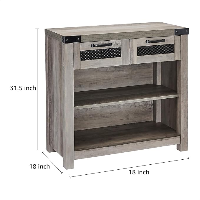 ROCKPOINT Entryway Table with Industrial Style Drawer, Grey Wash