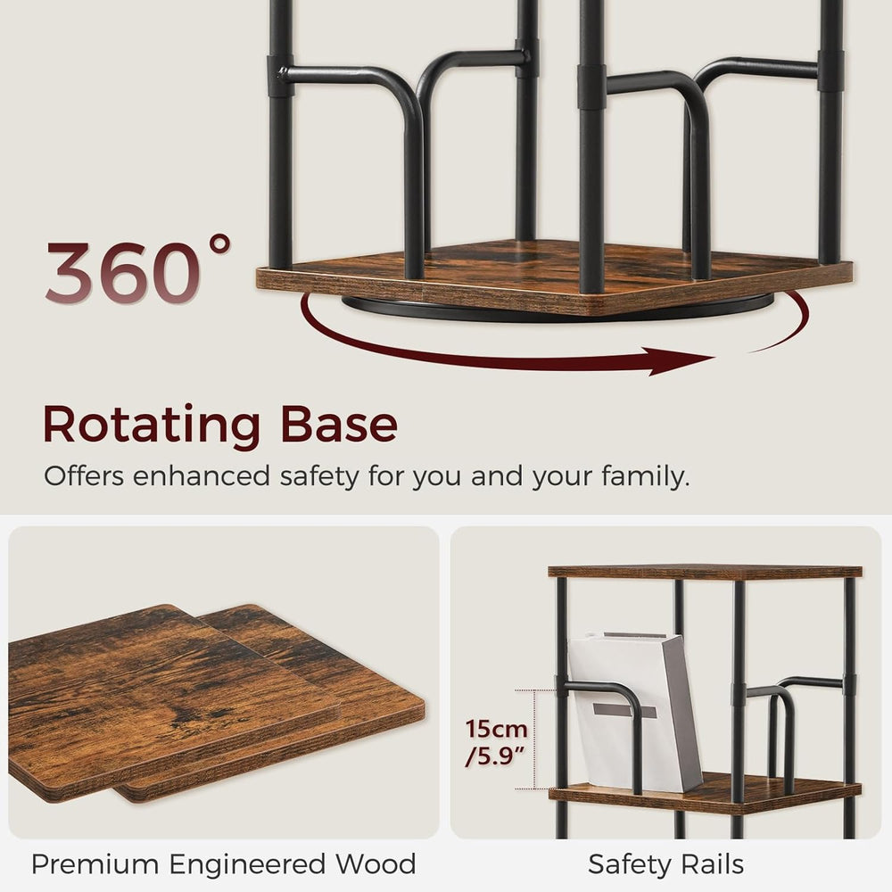 MAHANCRIS 5-Tier Rotating Bookshelf, Freestanding Corner Bookshelf, 360° Spin...