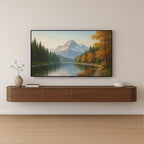 Pre-Assembled Floating TV Stand with Drawers, Rubberwood Wall Mounted TV Console, Modern Media Console for Living Room, Space-Saving Floating TV Cabinet (Brown (with Led), 78.7in/200cm)