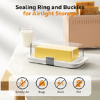 Pisol Large Butter Dish with Lid for Countertop and Fridge Refrigerator Door Shelf, Airtight 250g Butter Keeper for East Coast/West Coast/European/Kerrygold Butter/French Butter/Cream Cheese