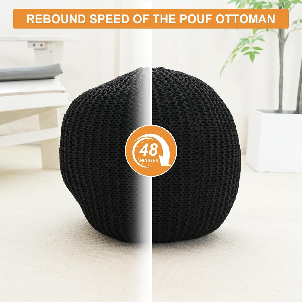 Pouf Ottoman Stuffed Round Modern Foam Filled Foot Rest Poufs for Living Room...