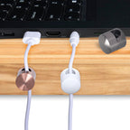 3 Sets Charger Holders for Cords, Adjustable Cable Anchor Holders, Adhesive Metal Cord Clips, Cable Management Wire Organizers for Desk, Office, Nightstand - Black, Red Bronze, White