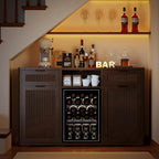 AHB Wine Bar Cabinet with Mini Fridge Space, Liquor Coffee Cabinet with Hidden Trash Cabinet, Buffet Sideboard for Living Room, Kitchen, Dining Room