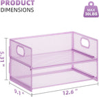Marbrasse 2 Tier Paper Organizer Letter Tray, Mesh File Organizer with Handle, Paper Sorter Desk Organizer for Home Office Supplies - Purple