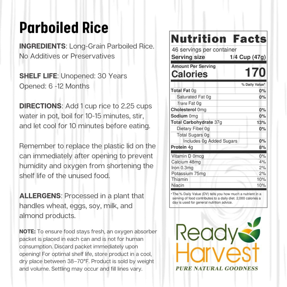 Ready Harvest Emergency Food - Parboiled White Rice | Survival Food | Pantry ...