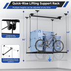 GADFISH Garage Ceiling Lift Storage Rack, Easy Lifting 85" Height 4x4 Ft Overhead Garage Storage Rack for Space Saving with Safety Lock, Suitable for 16"/24" Ceiling, 350LBS Capacity