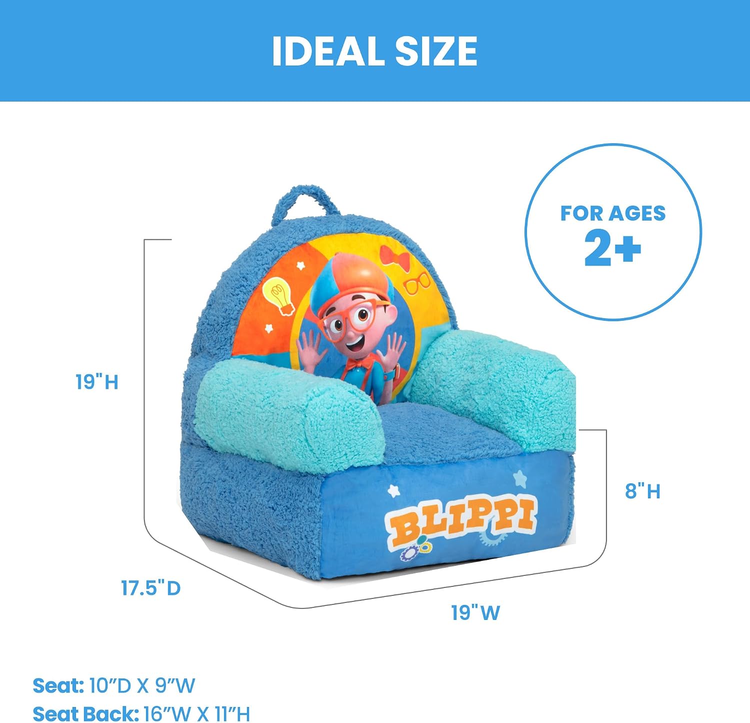Delta Children - Blippi Cozee Buddy Kids Chair, Blue
