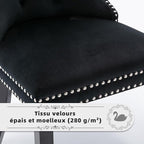 Velvet Upholstered Dining Chairs Set of 8, Modern Style Kitchen Side Chairs with Nailhead Trim and Wood Legs,Metal Pulling Ring for Dining Room Living Room(Black)