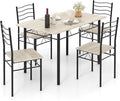 Giantex 47-inches Dining Table Set for 4, Rectangular Kitchen Table with 4 Dining Chairs, Metal Frame, 5-Piece Space-Saving Dinette Set for Small Space, Dinner, Breakfast Nook, Apartment