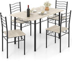 Giantex 47-inches Dining Table Set for 4, Rectangular Kitchen Table with 4 Dining Chairs, Metal Frame, 5-Piece Space-Saving Dinette Set for Small Space, Dinner, Breakfast Nook, Apartment