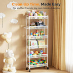 6 Tier Slim Storage Cart with Wheels, 6" D Rolling Storage Cart for Small Space, Metal Narrow Spice Cabinet Mobile Shelving Unit Organizer with Handle for Kitchen, Laundry - White