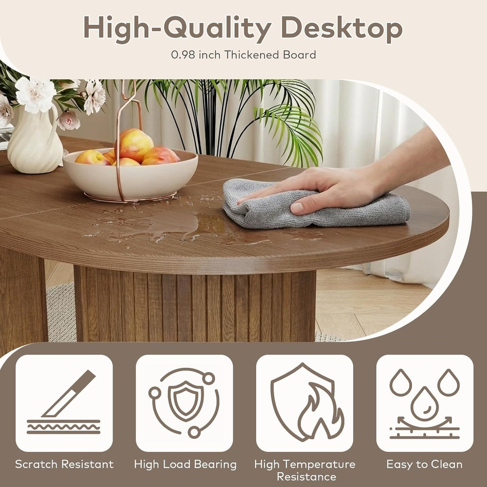 SoarFlash 70.8" Oval Dining Table for 4-6 Person Kitchen Table with Semi...