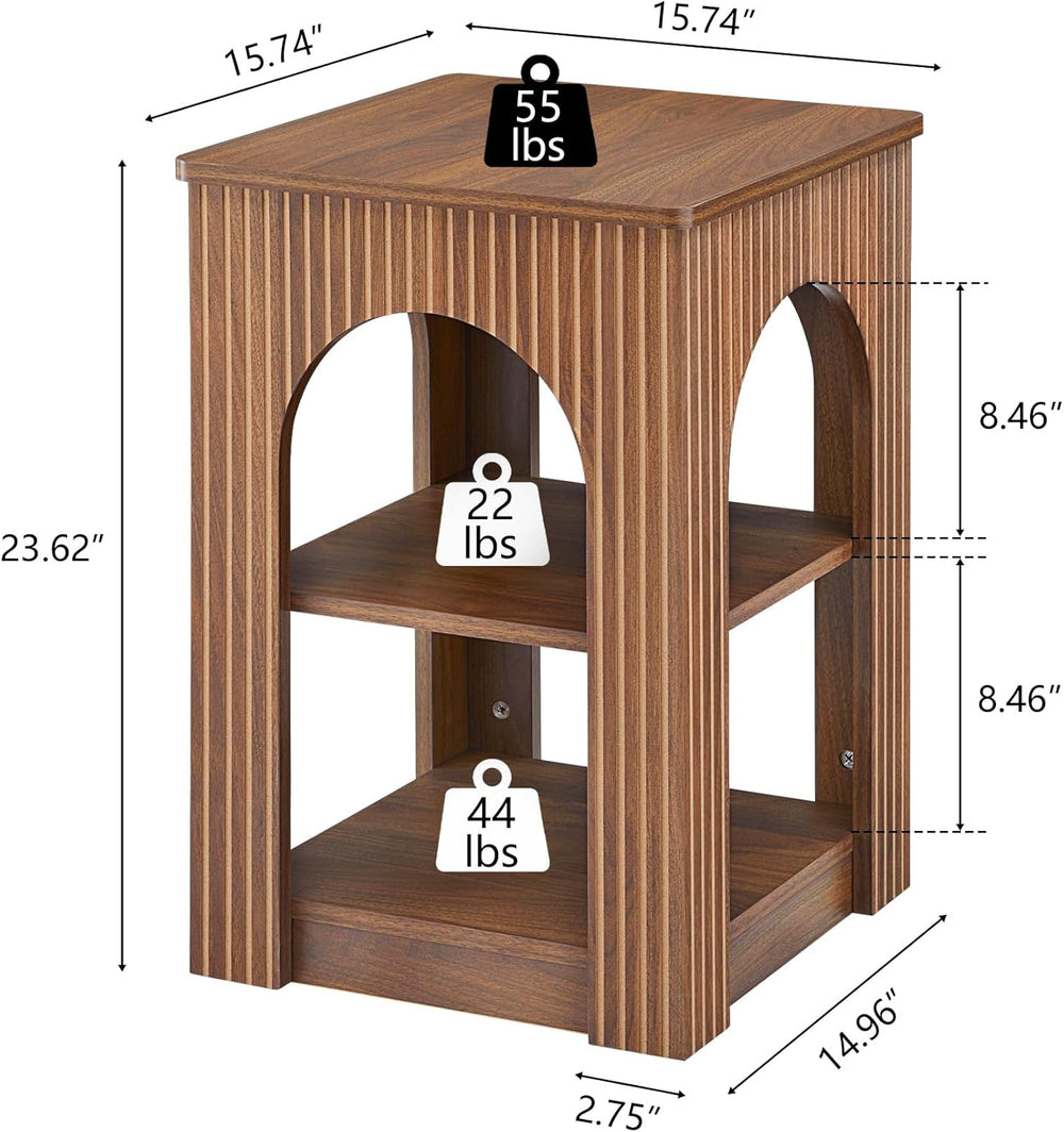 weselon End Table Set of 2, Mid-Century Modern Side Table with 3-Tier Storage...