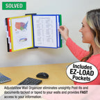 Ultimate Office AdjustaView 10-Pocket Wall Reference Organizer with Easy-Load Pockets and Mounting Screws