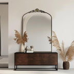 G-LEAF Vintage Baroque Mirror 24"X36", Victorian Antique Farmhouse Mantel Mirror with Black Brush Gold Ornate Metal Frame for Fireplace Entryway Living Room Hallway Bathroom