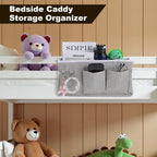 2 Pack Bedside Storage Caddy Organizer Bedside Hanging Storage Bag with Pockets for Headboards Bunk Beds Dorm Rooms Book Phone Magazine Holder Bunk bed Shelf Accessories (Grey)