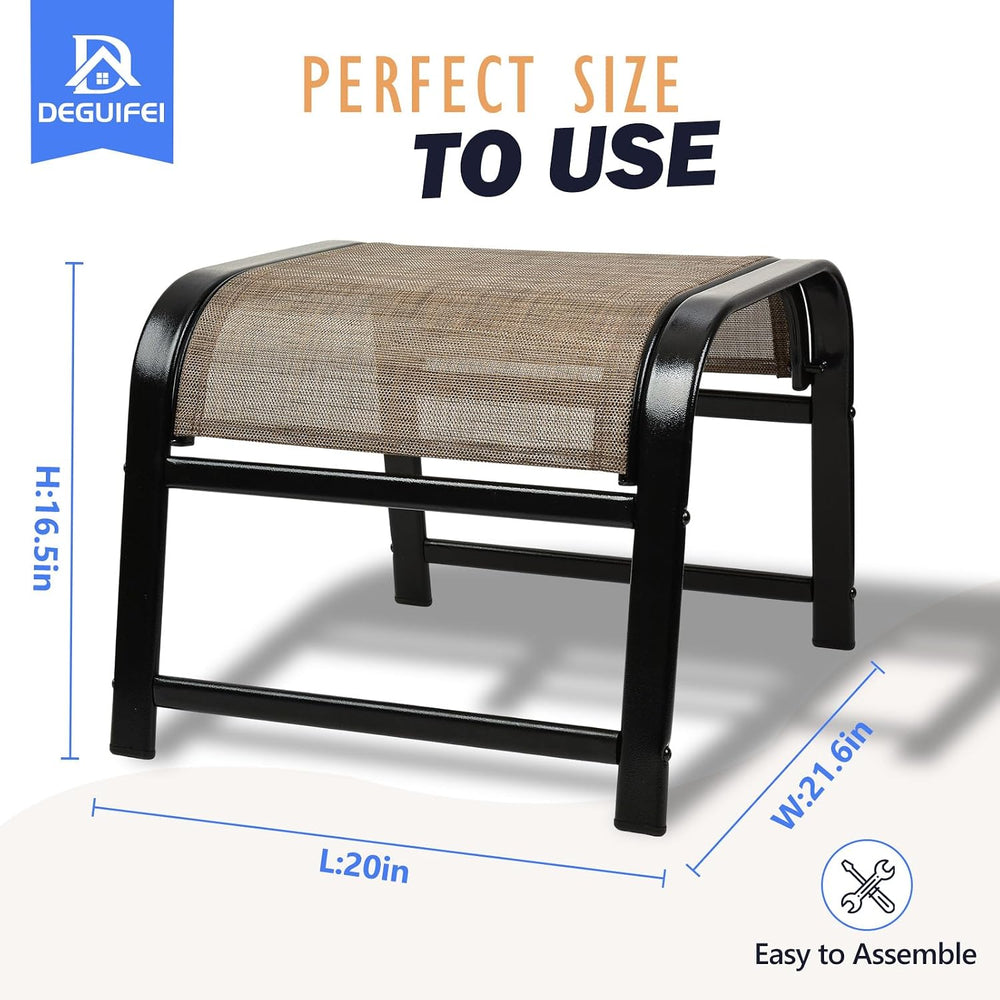 Outdoor Ottoman Patio Footstool 2 Set Modern Breathable Metal Frame Foot Rest...