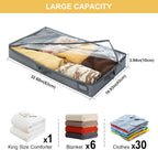 4-Inch Under Bed Storage Containers (2-Pack) | Sturdy Sidewalls | Clear Cover & Label Holder | Foldable Fabric Closet Bin Organizer | Stores Clothing/Blankets/Sweaters/Sheets