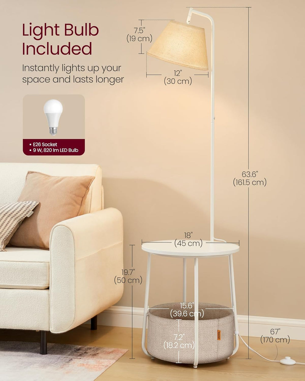 VASAGLE LILEA Collection - Small Round Side End Table, Contemporary Nightstan...