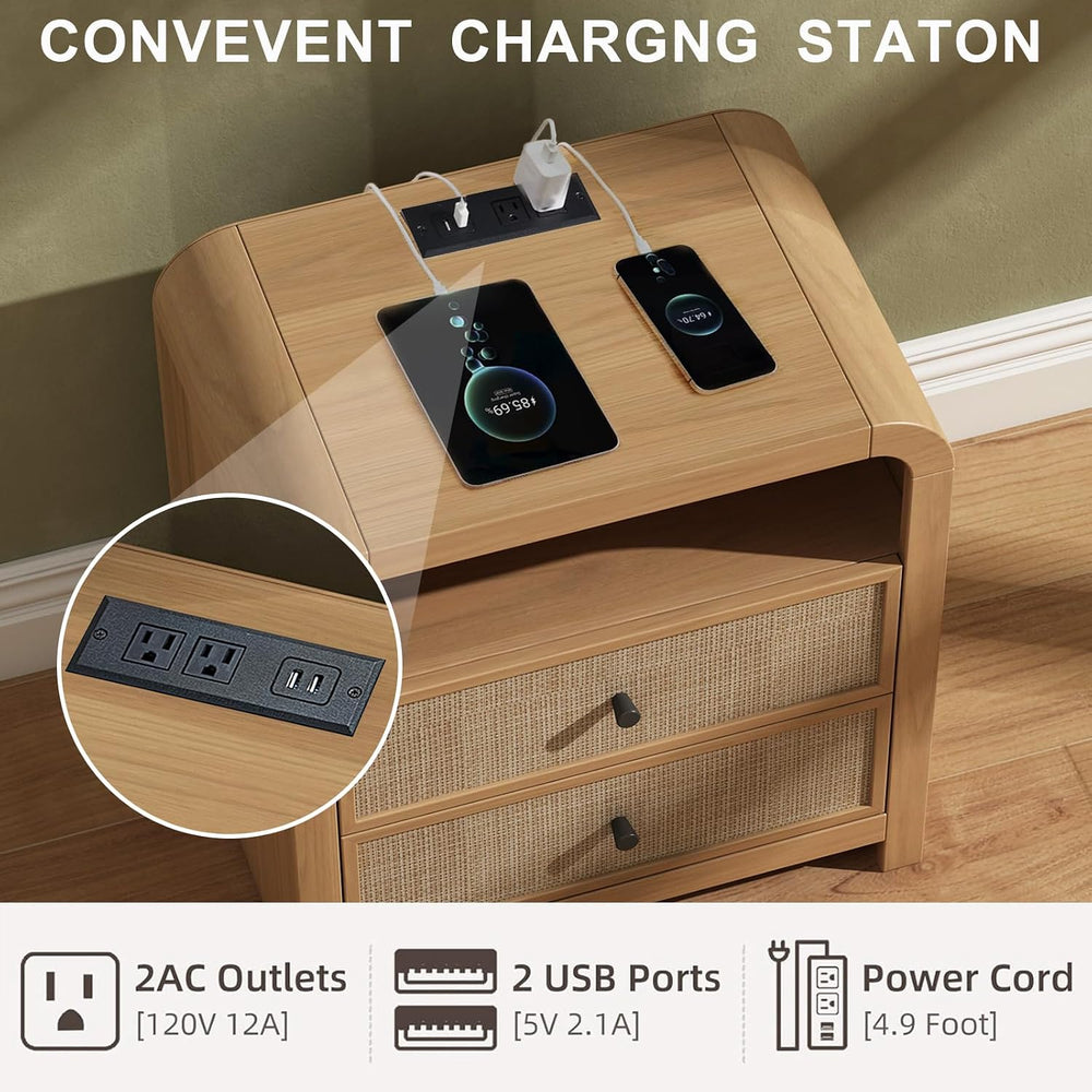 Rattan Nightstand, 23.6''