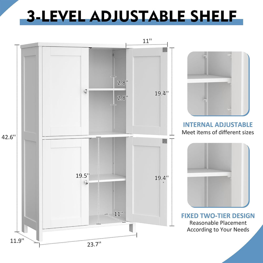 Shintenchi Bathroom Storage Cabinet with Doors and Shelves, Floor Cabinets fo...