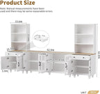 Ball & Cast Farmhouse TV Stand with Bookshelves for TVs up to 70", Media Console w/Tempered Glass Doors & Solid Wood Gourd-Shaped Legs, Entertainment Center for Living Room,White+Natural