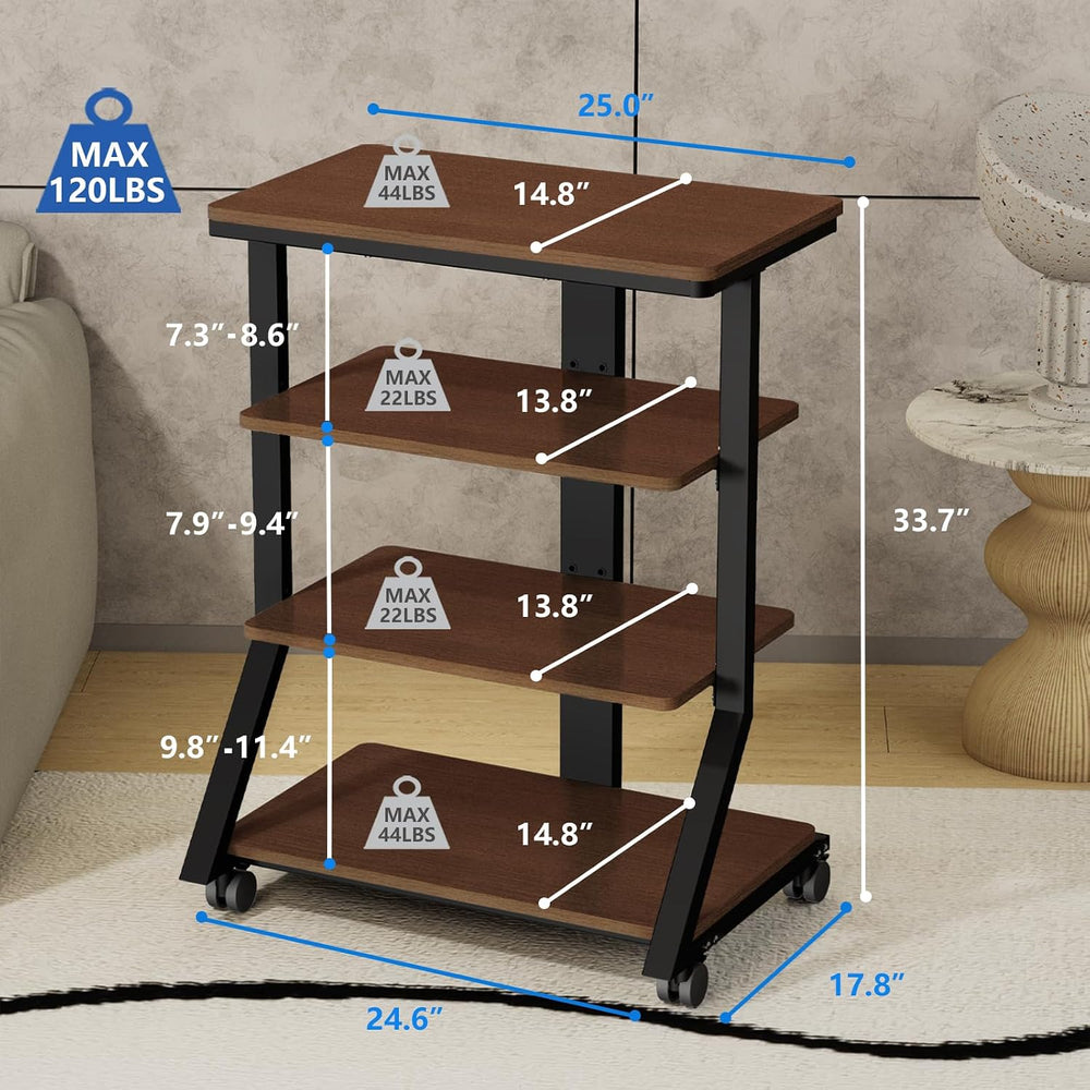 Rfiver 4-Tier AV Media Stand with Wheels, Mobile Rack Audio Tower with Height...