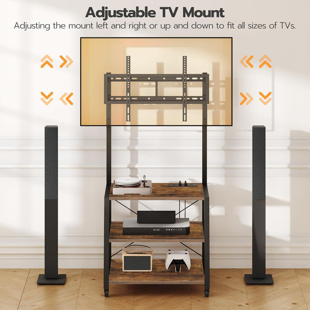HOOBRO Rolling TV Stand with Mount and Power Outlet Up to 55 inch TV, Corner ...