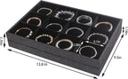 Julysky 2Pcs 12 Grids Stackable Jewelry Organizer Trays for Drawer,Bracelet Holder Box,Necklace Display Stand for Selling