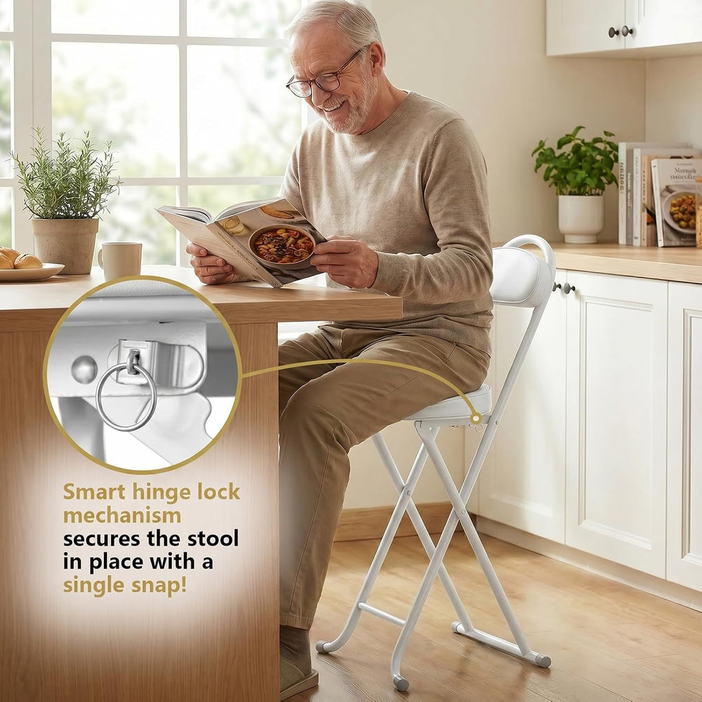 Folding Bar Stool,24" Portable High Counter Foldable Stool Chair