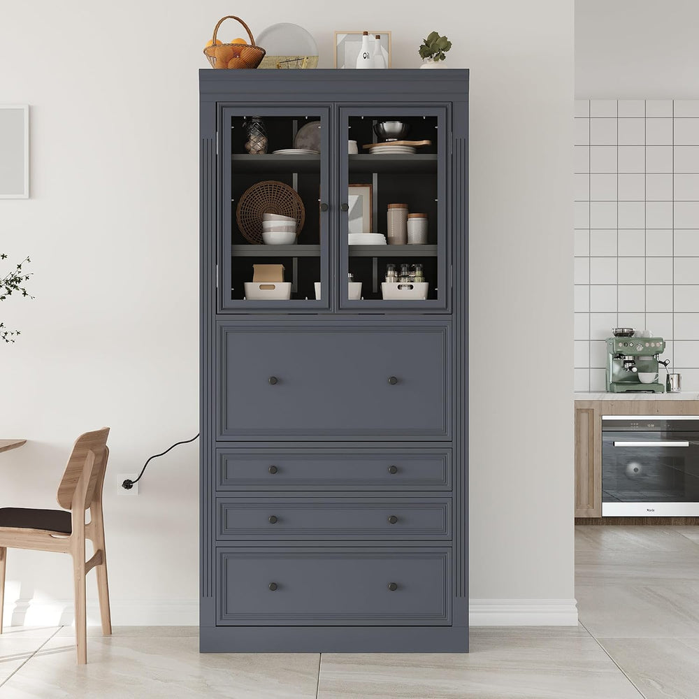 JIJIWANG 78" Tall Freestanding Kitchen Pantry Storage Cabinet,Multifunct...