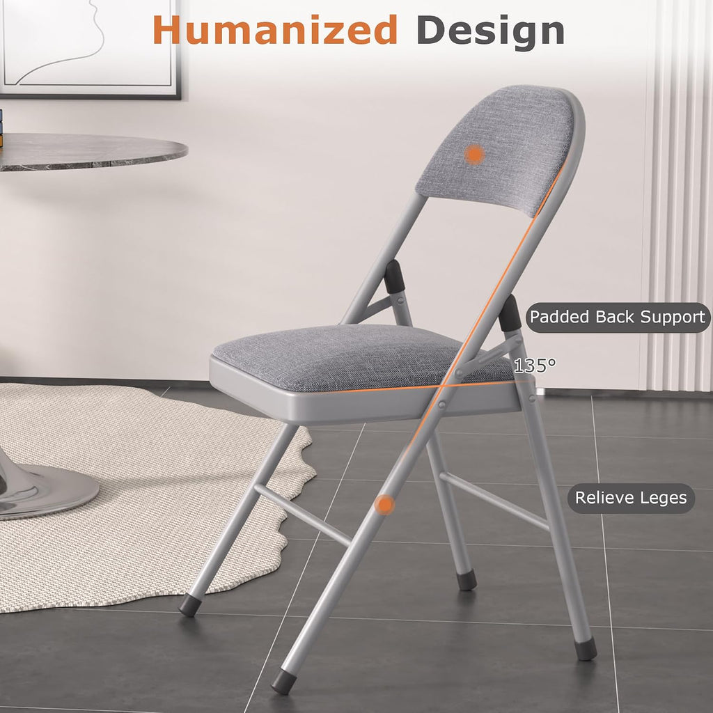VECELO 5-Piece Folding Card Table Square and Chair Set with Collapsible Legs & Vinyl Upholstery,Portable for Indoor & Outdoor, Black & Dark Grey