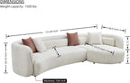 Curved Boucle Sectional Sofa, 132", Deep Seat, Chaise, Oversized, Modern | Comfy Sectional Couches with Chaise (Right-Facing, Beige), Curved Boucle Sectional Sofa, 132", Deep Seat, Chaise, Oversized