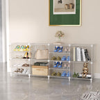 AWTATOS Closet Organizer 8 Cube Storage Shelves Clothes Organizers Closet Storage Stackable Cubby Shelving for Closet Bedroom Living Room Office, Transparent Twill