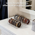 FEMELI Belt Organizer, Acrylic 7 Compartments Container Storage Holder, Clear Display Case for Closet Tie and Bow Tie