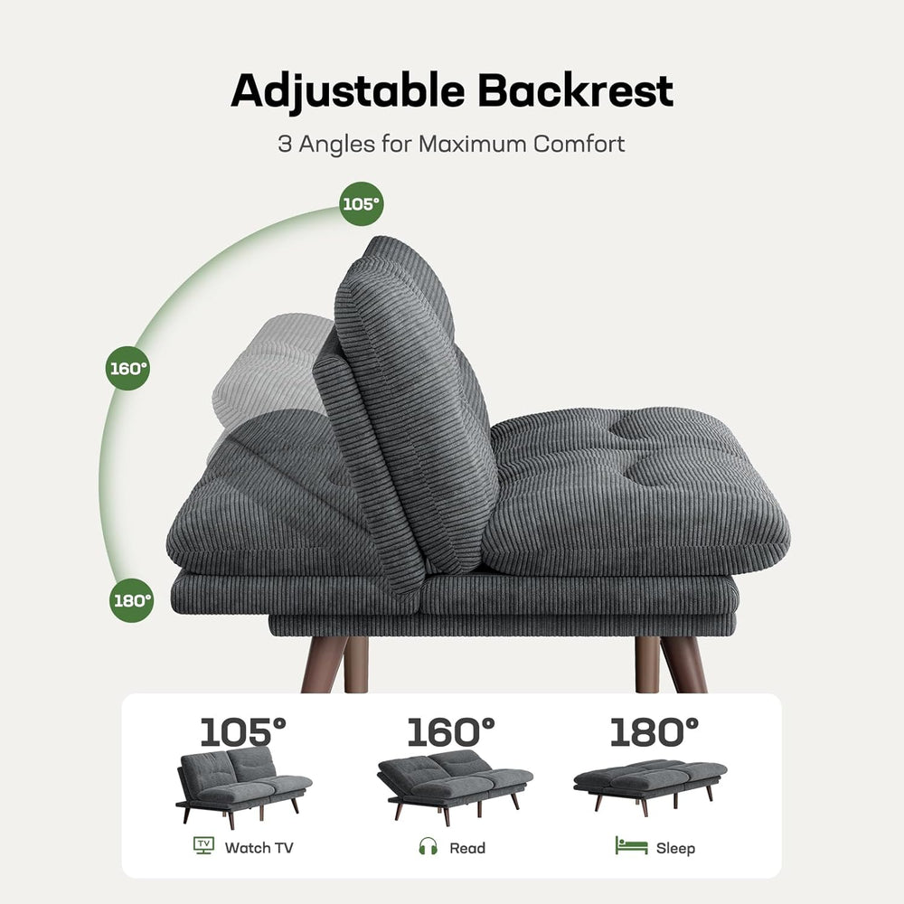 Marsail 66.02" Futon Sofa Bed, Convertible Couch & Sleeper Sofa, Lig...