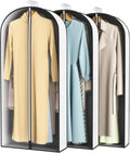 50” Garment Bags for Hanging Clothes 4” Gusseted - with Clear Window, Breathable Fabric, Metal Zipper, Suit Coat Long Dress Protector for Clothes Closet storage, Season Off, Moving, 3 Pack