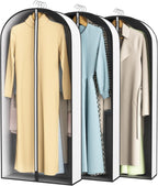 50” Garment Bags for Hanging Clothes 4” Gusseted - with Clear Window, Breathable Fabric, Metal Zipper, Suit Coat Long Dress Protector for Clothes Closet storage, Season Off, Moving, 3 Pack