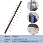 TOPIA HANGER 20 Hooks Belt Tie Hanger Space Saving for Closet, 2 IN 1 Belt Ties Racks Max 30 Belts with 30 Ties Capacity, Curved with Flat Hooks for Belts,Ties,Bras,Closet Organizers and Storage CT69A