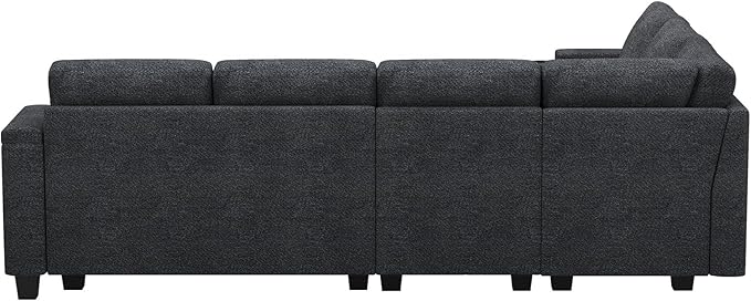 Belffin Chenille Modular Sectional Sofa Convertible L Shaped Corner Couches for Living Room with Storage Armrest with Cup Holder Dark Grey Couch