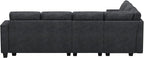 Belffin Chenille Modular Sectional Sofa Convertible L Shaped Corner Couches for Living Room with Storage Armrest with Cup Holder Dark Grey Couch