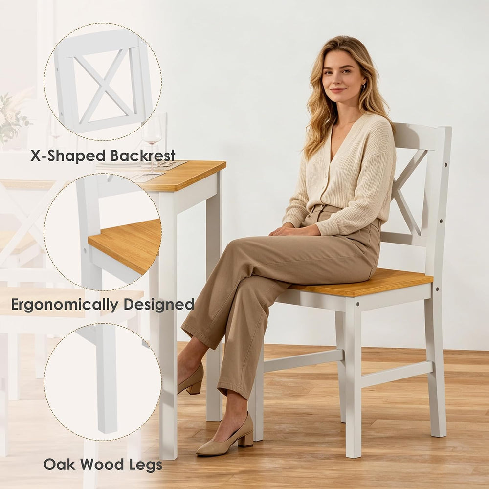 DlandHome 5 Piece Dining Table Set, Wood Kitchen Table with 4 Chairs for Dini...