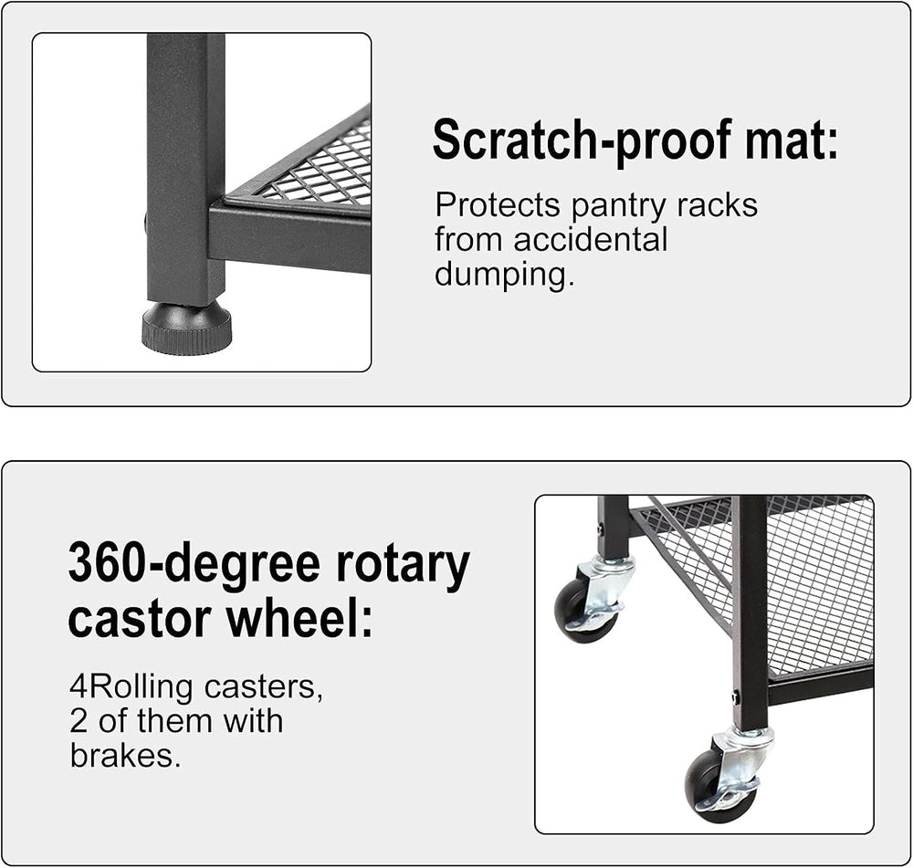 CADUKE Kitchen Storage Cart Baker's Rack 4-Tier Industrial Wood | Kitchen...