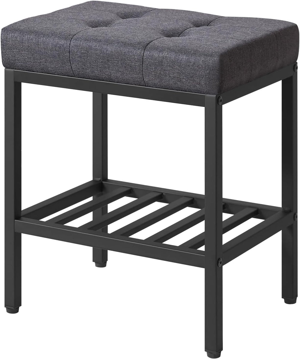 IBUYKE Rectangular Makeup Stool, Linen Seat Vanity Chair, Dark Gray WBD017G |...
