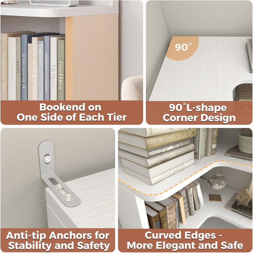 Besiost Corner Book Shelf, 6-Shelf Corner Bookshelf for Small Corner Spaces