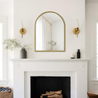 WallBeyond Gold Vintage Mirror for Vanity 24x32 Inch, Gold Antique Mirror with Ornate Beaded Frame for Bathroom, Living Room, Fireplace, Entryway