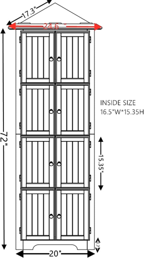 4-Tier 72" Tall Corner Pantry Cabinet with 8 Doors, Large Storage Organizer for Kitchen, Living Room, Bathroom & Farmhouse Decor (Oak)