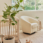 Babyletto Madison Swivel Glider in Polyester Ivory Boucle, Greenguard Gold and CertiPUR-US Certified